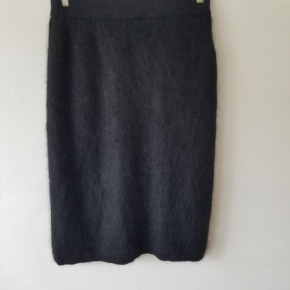 Vintage Starlight Design Angora Blend Black Fuzzy Eyelash Lined Pencil Skirt - Picture 5 of 10